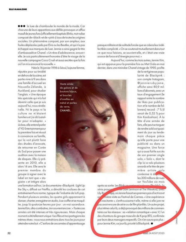 Quản lý của cả 2 bên cuối cùng cũng đã xác nhận chuyện tình cảm của Jennie (BLACKPINK) và V (BTS) trên tạp chí danh tiếng Elle Pháp