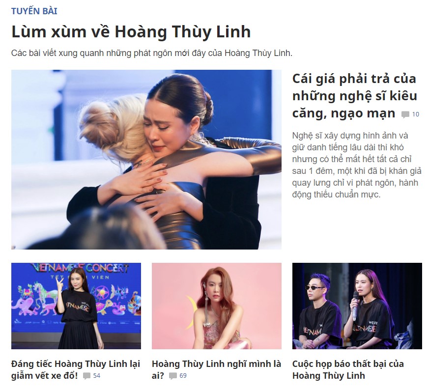 Vietnamnet có hẳn tuyến bài về Hoàng Thùy Linh
