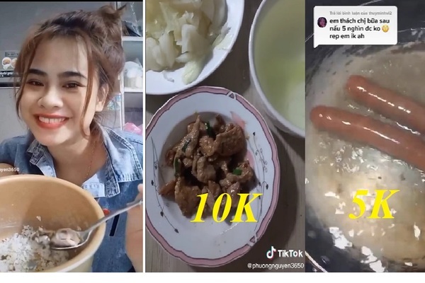 Tài khoản TikTiok Phương Nguyễn nổi lên với những bữa ăn cho 4 người chỉ vài nghìn đồng
