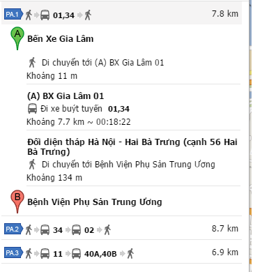 Cách đi xe bus BX Gia Lâm - BV Phụ sản TƯ