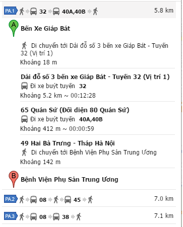 Cách đi xe bus BX Giáp Bát - BV Phụ sản TƯ