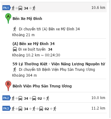 Cách đi xe bus BX Mỹ Đình - BV Phụ sản TƯ