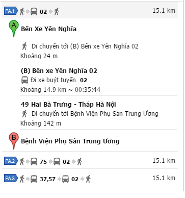 Cách đi xe bus từ BX Yên Nghĩa - BV Phụ sản TƯ
