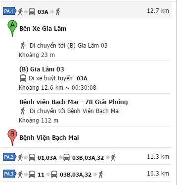 Tuyến bus Bến xe Gia Lâm đến Bệnh viện Bạch Mai