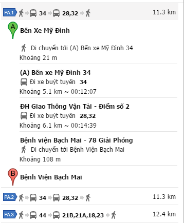 Tuyến bus Bến xe Mỹ Đình đến Bệnh viện Bạch Mai