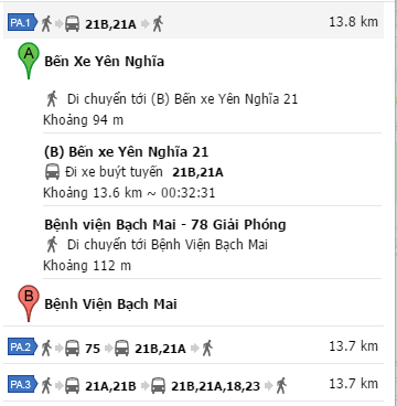 Tuyến bus Bến xe Yên Nghĩa đến Bệnh viện Bạch Mai