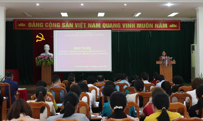 Đồng chí Tô Thị Thu Hằng - Phó Chi cục trưởng Chi cục Dân số - Kế hoạch hóa gia đình phát biểu tại Hội thảo.