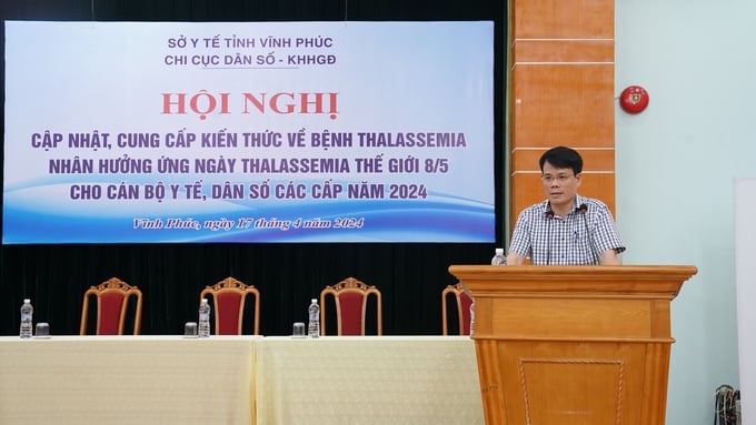 Chi cục trưởng Chi cục Dân số - KHHGĐ tỉnh Vĩnh Phúc Đào Anh Thái phát biểu khai mạc hội nghị.