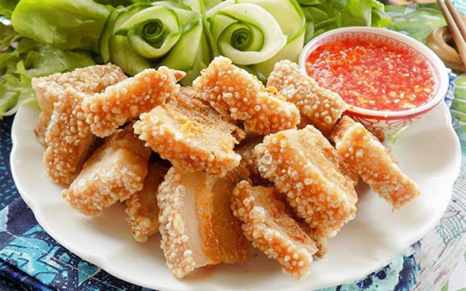 ba chỉ heo chiên