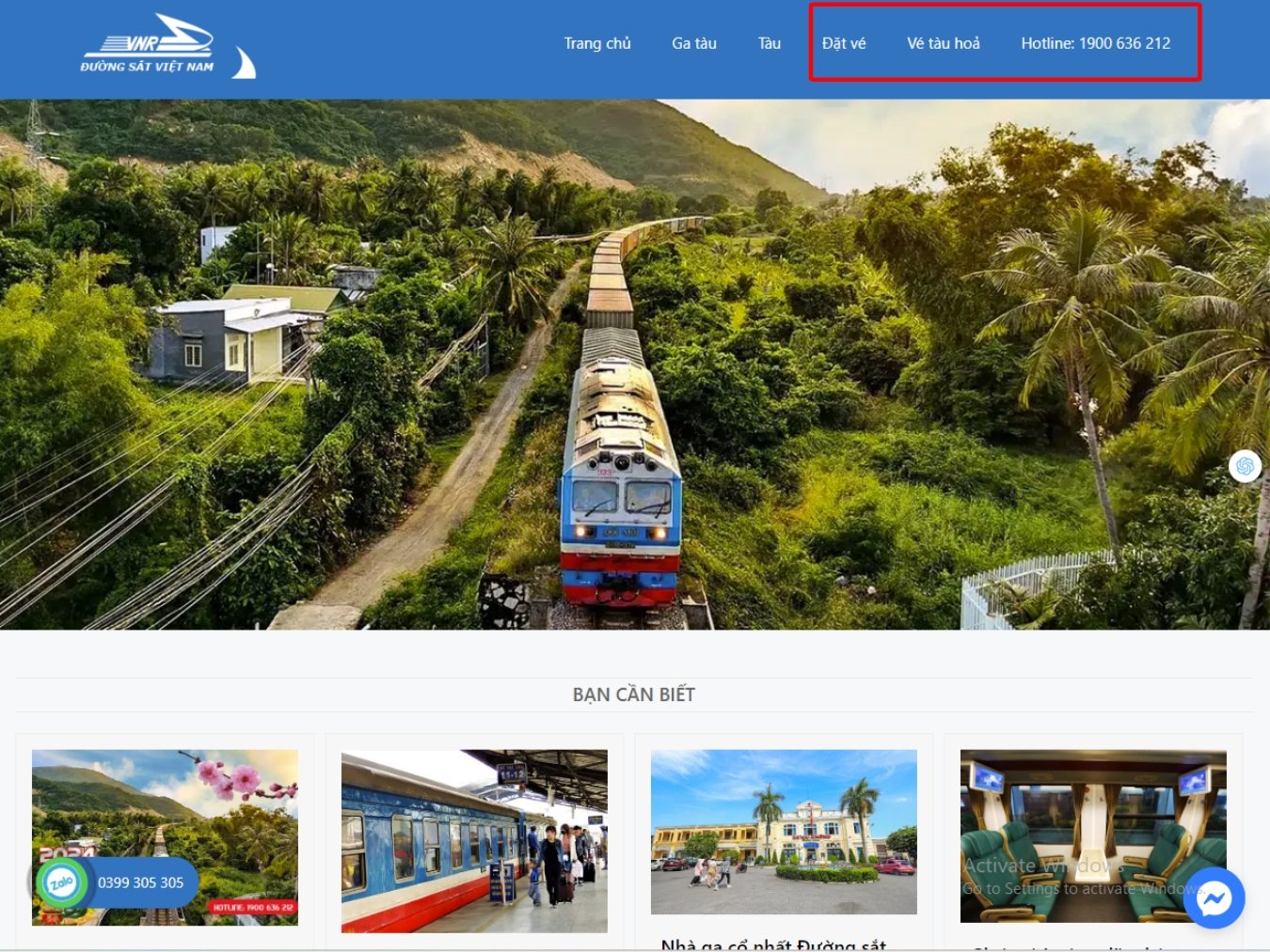 Website của Đường sắt Việt Nam