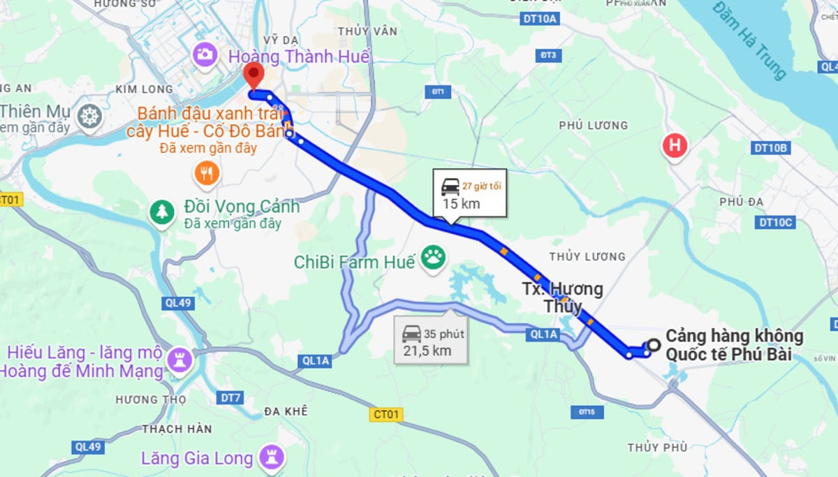 Từ sân bay Phú Bài về thành phố Huế bao nhiêu km? - ảnh 1