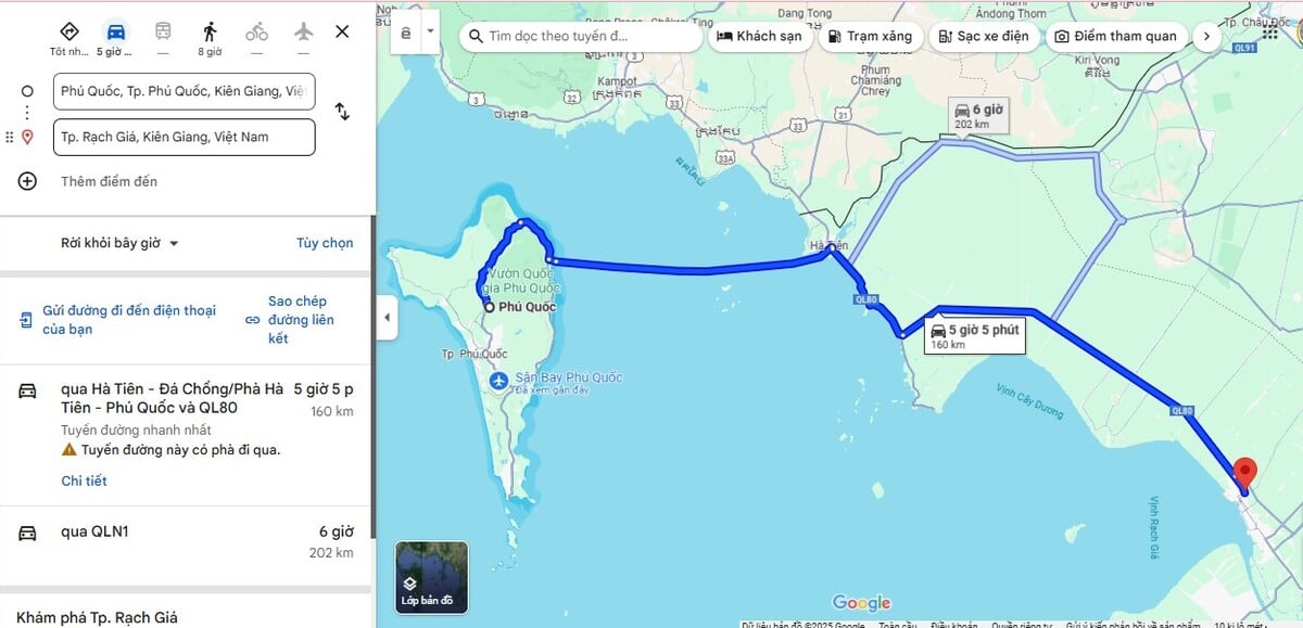 Phú Quốc cách Rạch Giá bao nhiêu km? - ảnh 1