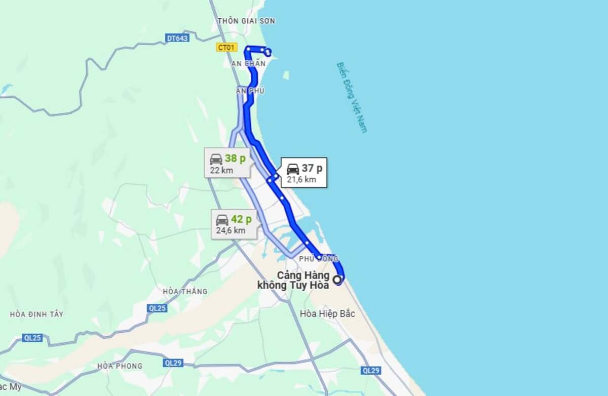 Từ sân bay Tuy Hòa đến Bãi Xép bao xa? - ảnh 1