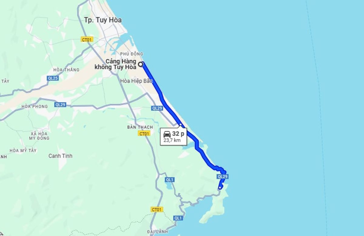 Sân bay Tuy Hòa đi Bãi Môn bao xa? - ảnh 1
