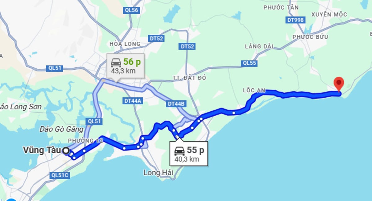 Từ Vũng Tàu đi Hồ Tràm bao nhiêu km? - ảnh 1