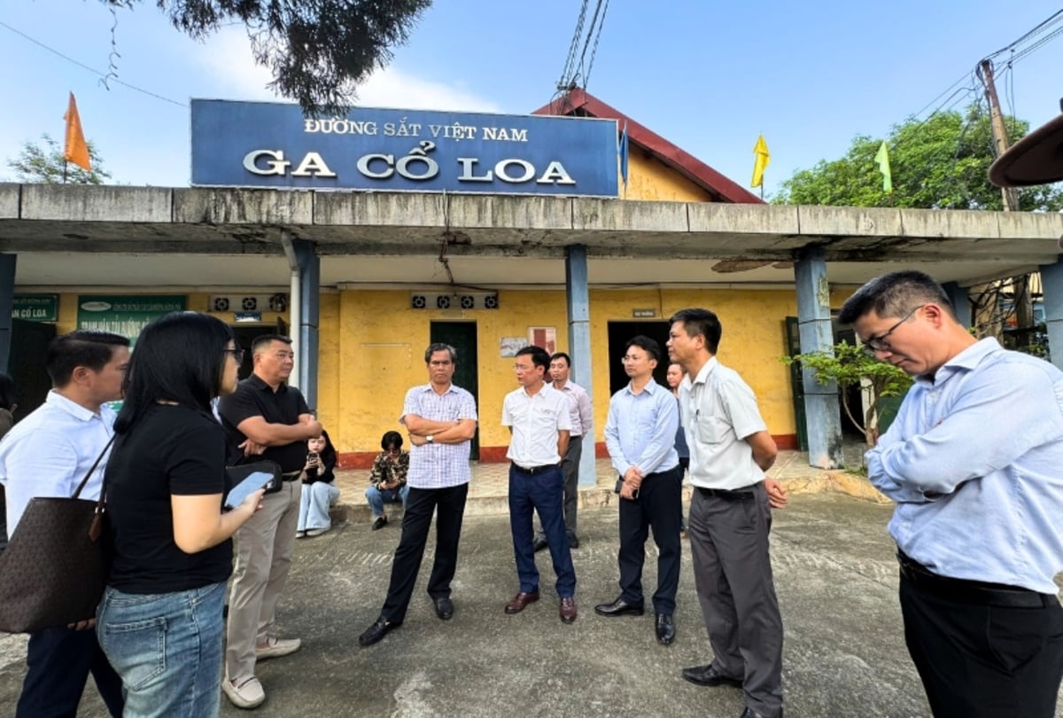 Đoàn khảo sát ga Cổ Loa, huyện Đông Anh, Hà Nội (Ảnh: Báo Đầu Tư)