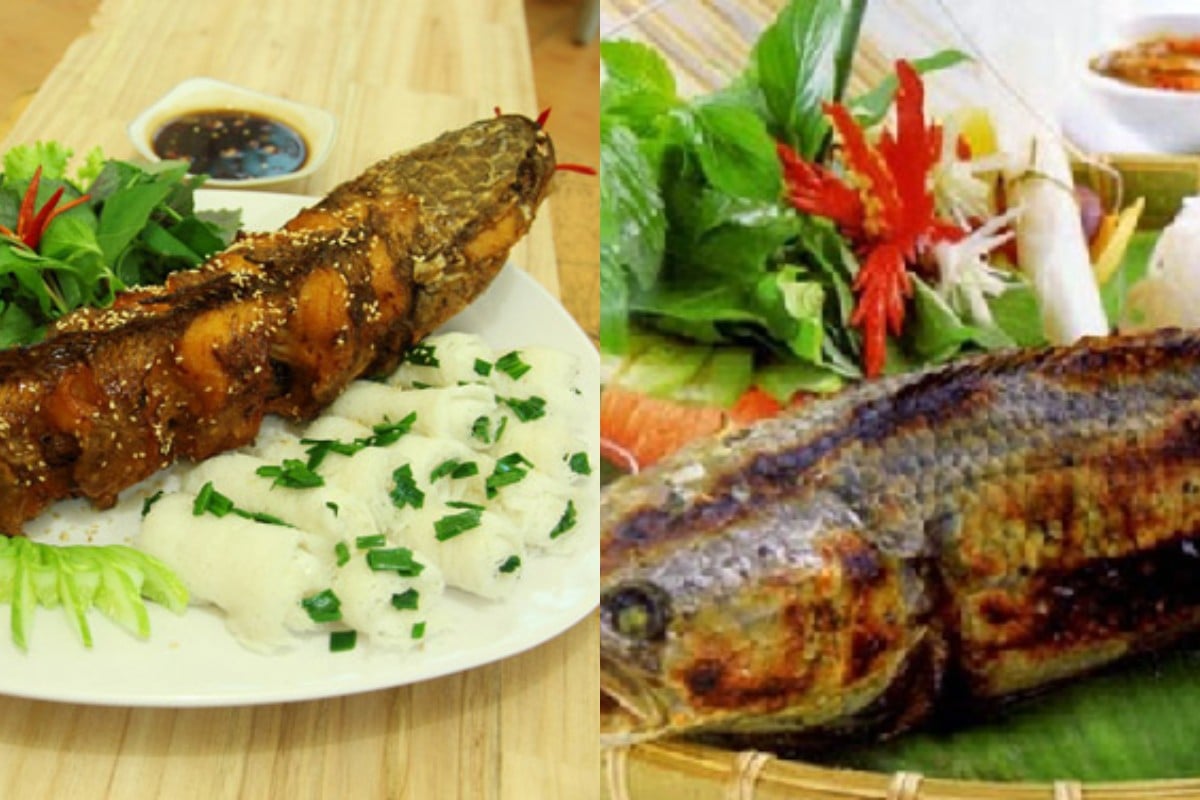 Chính sự giản dị trong cách chế biến lại làm nên sức hấp dẫn khó quên của cá tràu nướng trui Võ Cạnh (Ảnh: Internet)