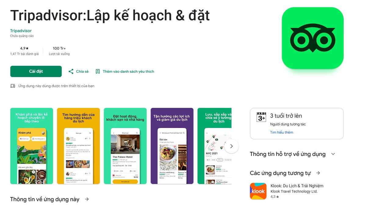 Ứng dụng Tripadvisor