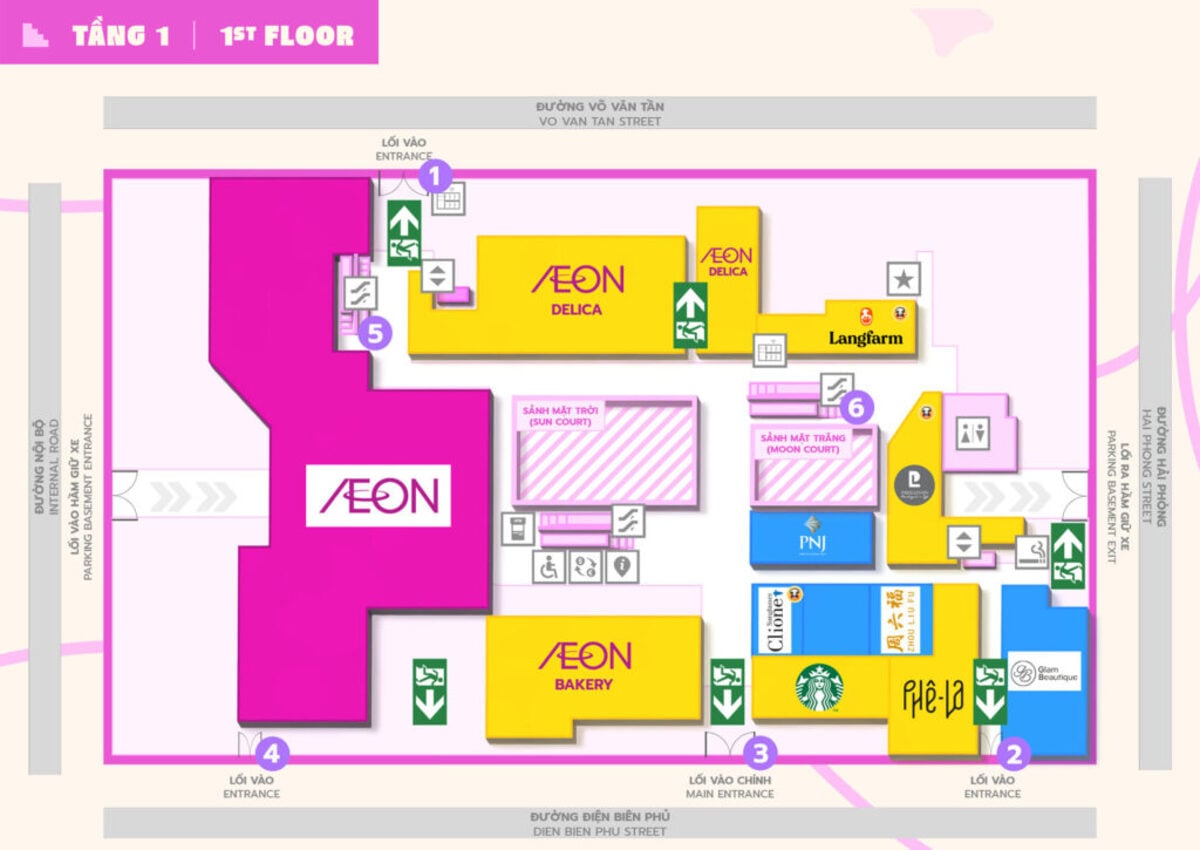 Sơ đồ tầng 1 (Ảnh: AEON MALL Đà Nẵng Thanh Khê)