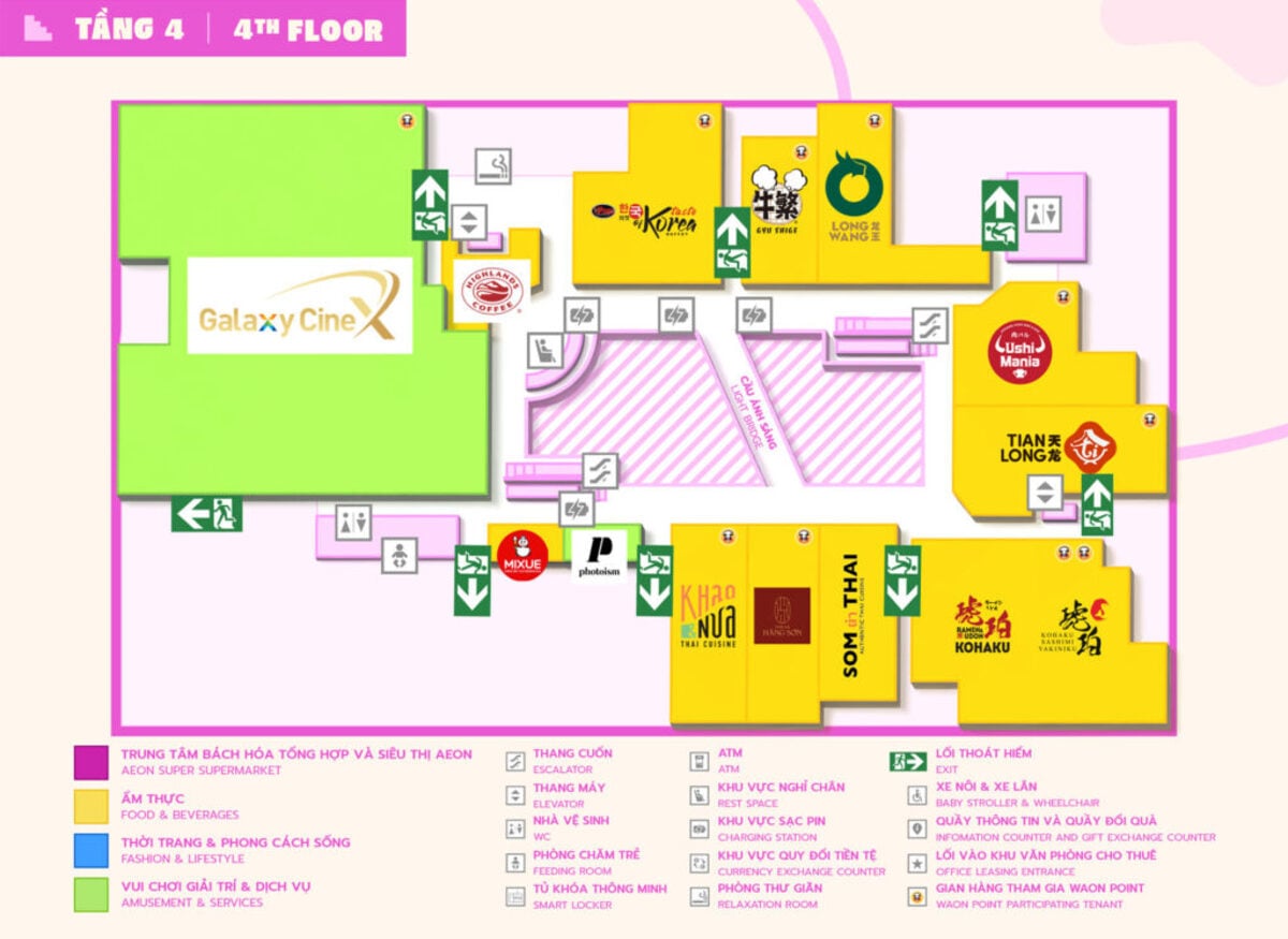 Sơ đồ tầng 4 (Ảnh: AEON MALL Đà Nẵng Thanh Khê)