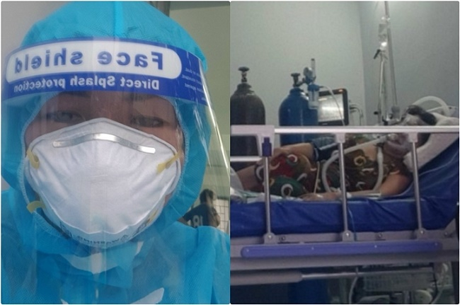 Công việc hàng ngày của chị Mỹ Tuyên là chăm sóc bệnh nhân COVID-19.