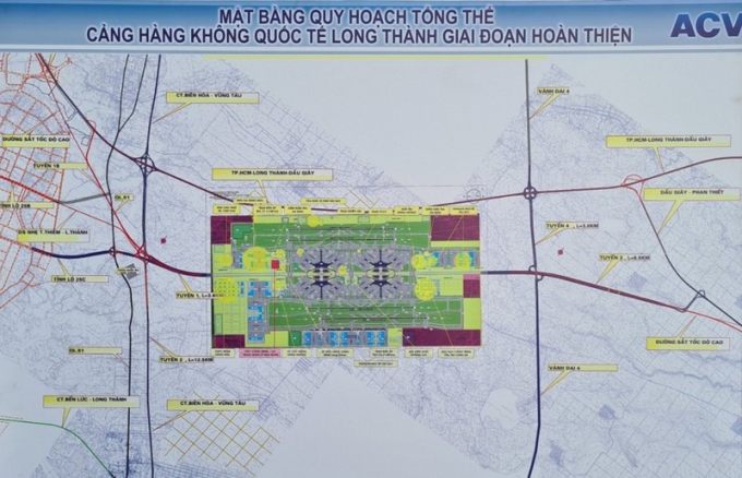 Mặt bằng quy hoạch tổng thể sân bay Long Thành. Ảnh: VH.