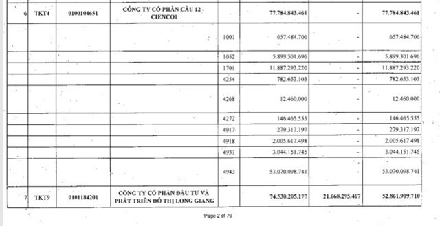 Trong danh sách được công bố, Long Giang Land còn nợ hơn 52 tỷ đồng.
