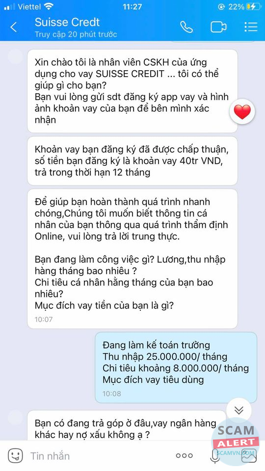 Tin nhắn trao đổi thông tin giữa nạn nhân D và đối tượng lừa đảo. Ảnh: Trọng Hà.