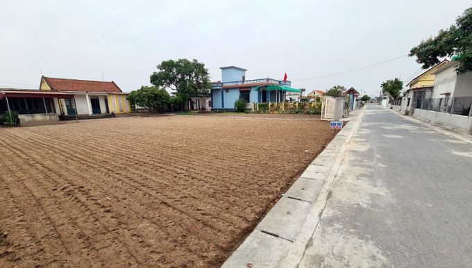 Ô đất tại xã Giao Phong (huyện Giao Thủy, tỉnh Nam Định) đang được rao bán (Ảnh: Hà Phong).
