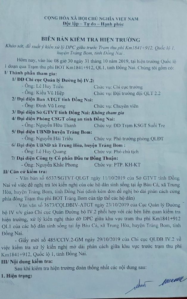 Biên bản họp các cơ quan và đơn vị BOT để xử lý ngày 31/10/2019.