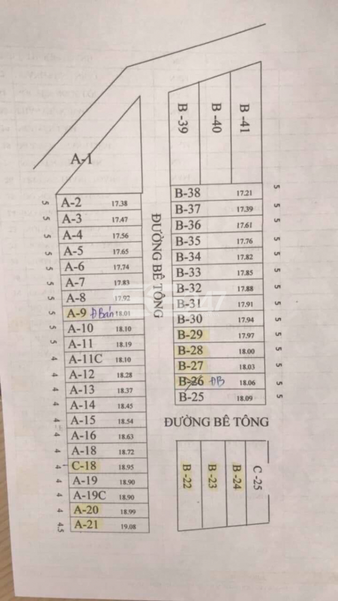 Sơ đồ phân lô của hai thửa đất số 168, 169 tờ bản đồ số 24, khu phố Tân Lập, phường Phước Tân, Tp. Biên Hòa