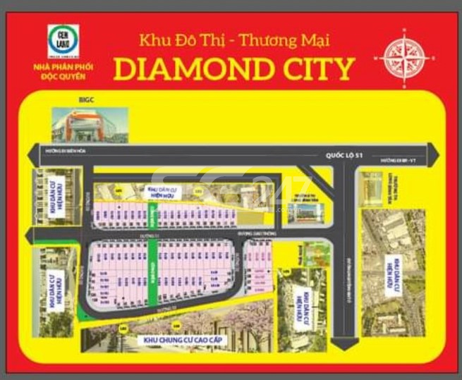 Hình ảnh sơ đồ phân lô dự án Diamond City được quảng cáo trên mạng