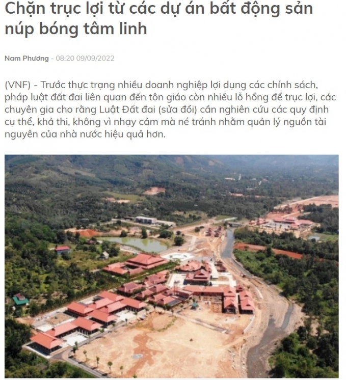 Dự án khu du lịch tâm linh Đại Tùng Lâm Hoa Sen, huyện Đạ Huoai, tỉnh Lâm Đồng bị đình chỉ thi công
