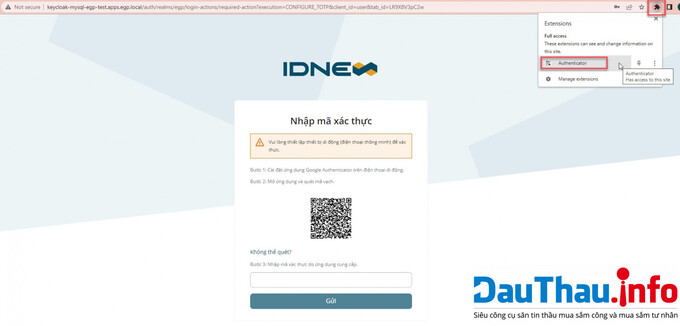 Đăng nhập qua Authenticator trên máy tính