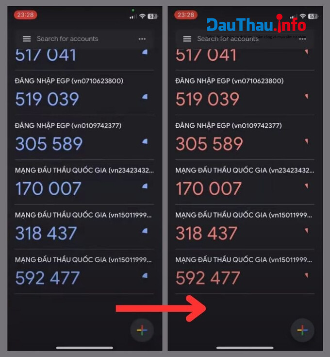Mã trên điện thoại chuyển xanh sang đỏ