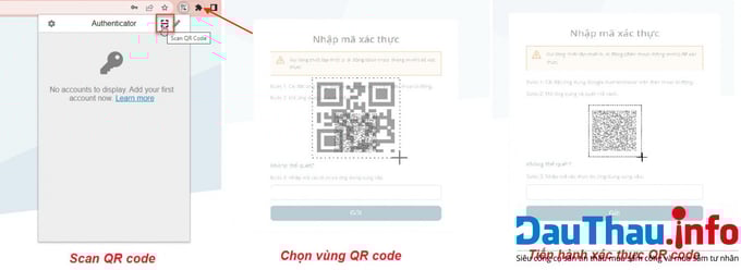 Dùng Google Authenticator để quét QR trên máy tính