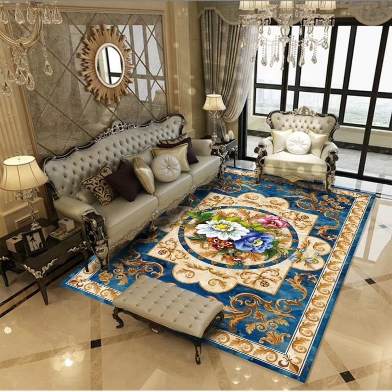 Thảm trải sàn trang trí phòng khách được làm từ nhiều chất liệu đặc sắc khác nhau (thảm da, thảm lông xù, thảm phòng khách chung cư...) phù hợp với từng phong cách kiến trúc nhất định.