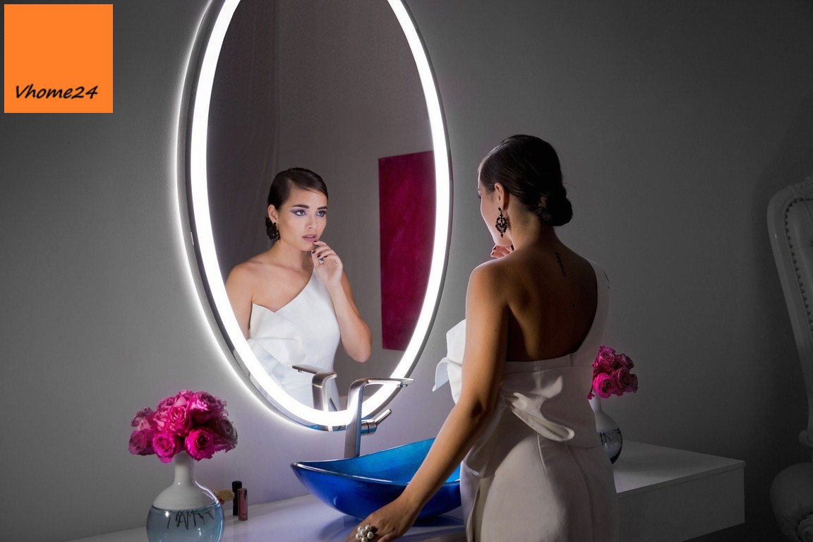Gương phòng tắm giá rẻ: Gương Oval đèn Led không viền 106
