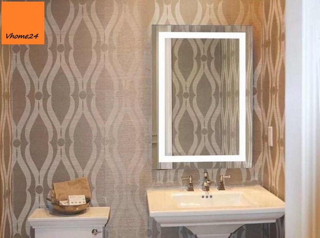 Gương phòng tắm giá rẻ: Gương vệ sinh đèn Led hình chữ nhật không viền GLE104