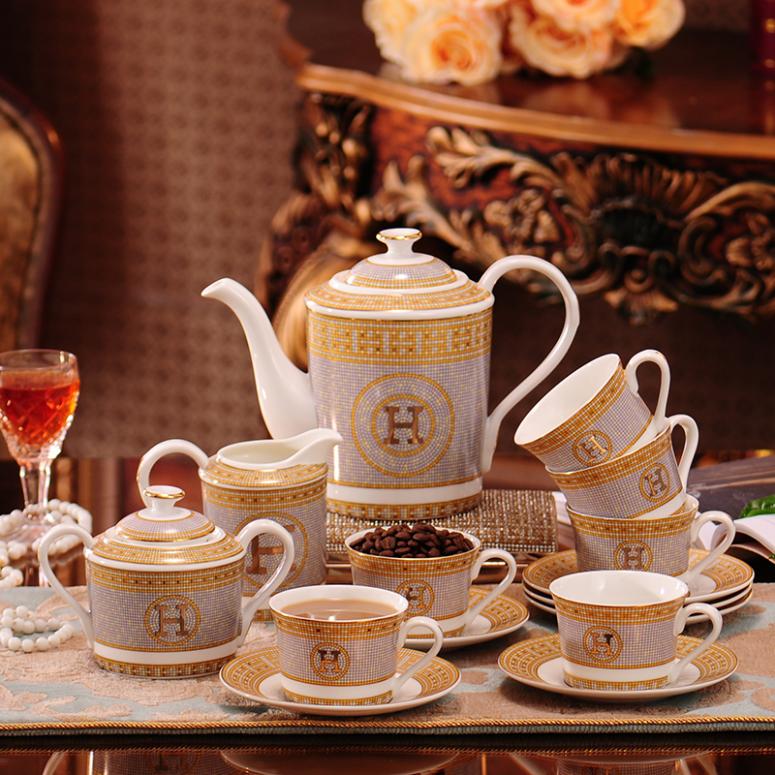 Bộ ấm trà đẹp chữ H 15 chi tiết (6 tách)