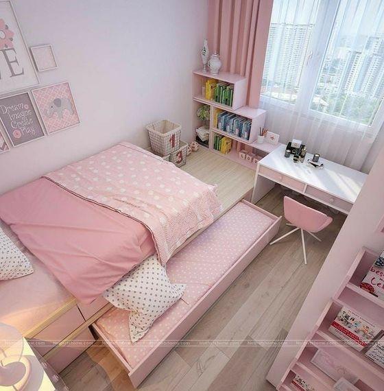 Căn phòng màu hồng niềm mơ ước của những cô nàng bánh bèo