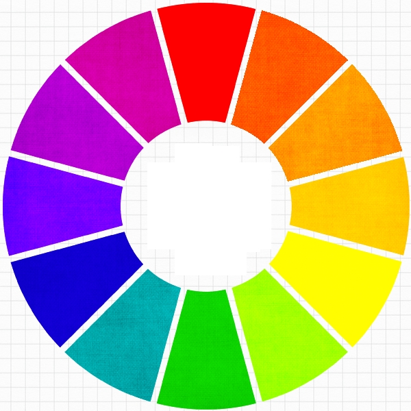 Bánh xe màu sắc gồm 12 màu chính được sắp xếp trên một hình tròn.