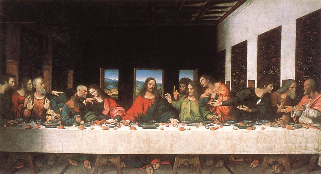 Bức tranh sơn dầu “Bữa tiệc ly” do Andrea Solari phục chế dựa theo tác phẩm của Leonardo da Vinci.
