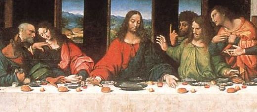 Hình ảnh của Chúa Jesus nằm ở trung tâm của bức tranh.