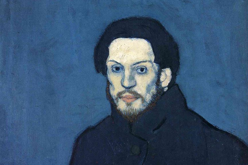 Picasso với gương mặt hốc hác, khắc khổ trong bức tranh chân dung tự họa của mình.