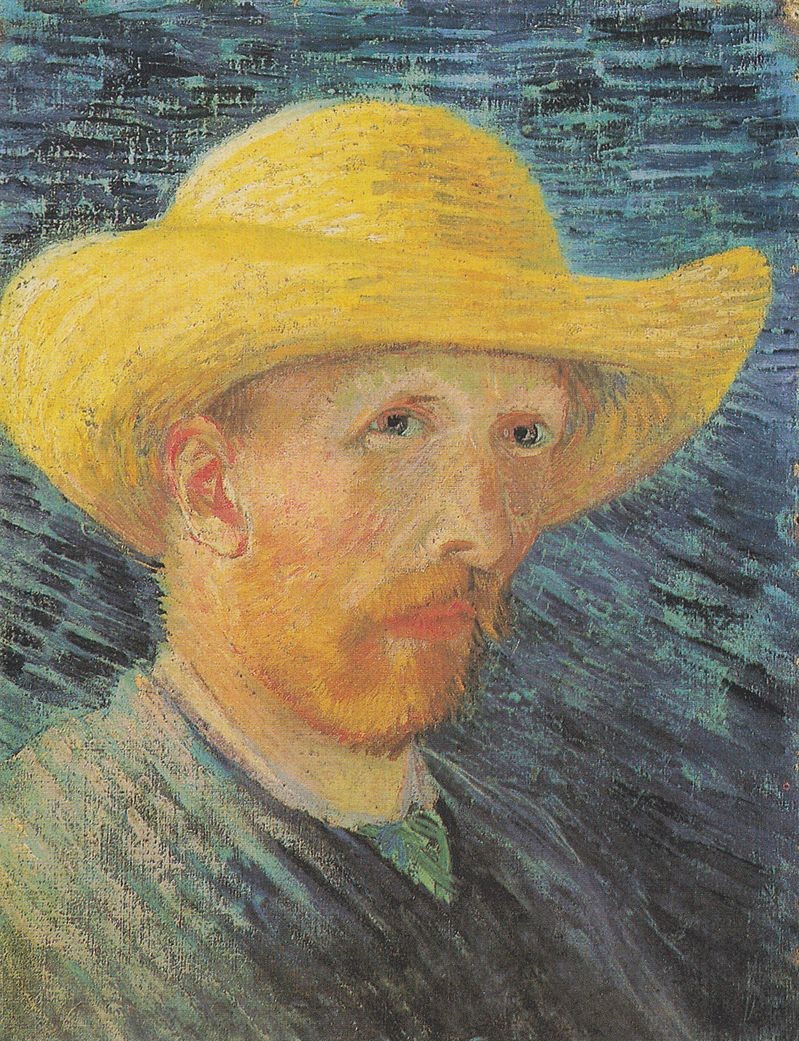 Họa sĩ vẽ khá nhiều những bức chân dung tự họa với mũ rơm, các nhà phân tích cho rằng hình ảnh mũ rơm vàng tượng trưng cho thiên nhiên và màu sắc của loài hoa hướng dương, loài hoa mà Van Gogh yêu thích.