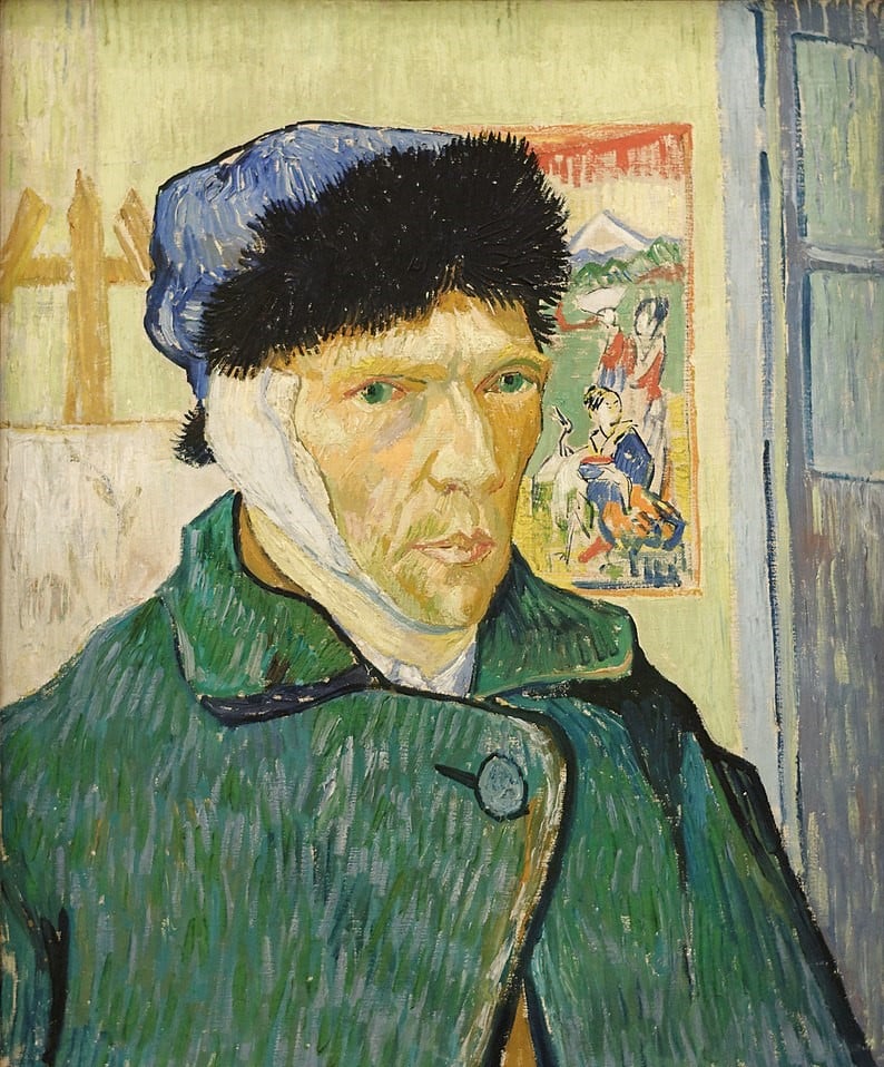Chân dung tự họa phần mặt trái của Van Gogh sau khi tự cắt tai và rơi vào khủng hoảng