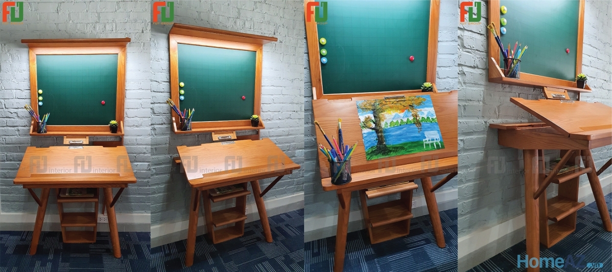 Chiếc bàn học chống gù chống cận Premium với thiết kế đặc biệt độc quyền từ kiến trúc sư của thương hiệu Nội thất FUT, mang đến cho trẻ một không gian học tập chất lượng và hiệu quả