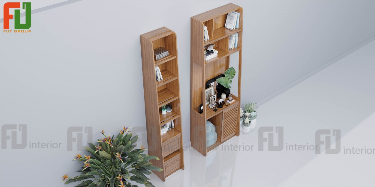 Thiết kế tủ sách gỗ Deluxe tích hợp thang trèo tiện lợi, thích hợp trưng bày trong các không gian đậm chất học thuật