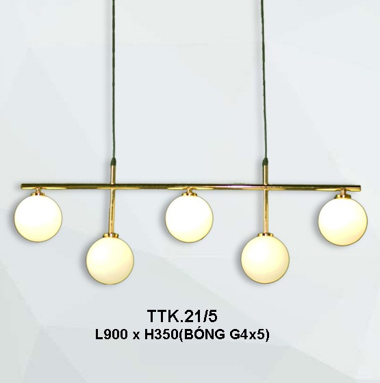 Đèn Thả Trần Hiện Đại 5 Quả Cầu Xi Vàng Mã TTK21.5